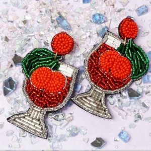 Seed Beading Chunky Cherry Cocktail Earring